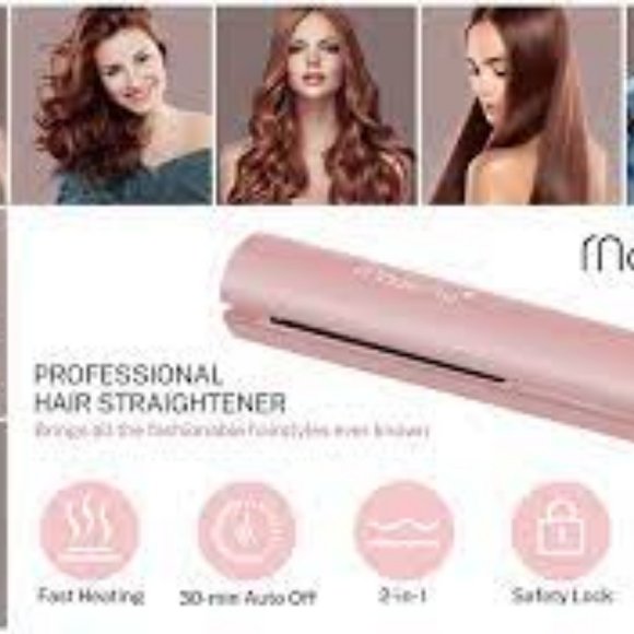 NEW MAGICFLY CERAMIC TOURMALINE IONIC FLAT IRON HAIR STRAIGHTENER PINK - Picture 6 of 10